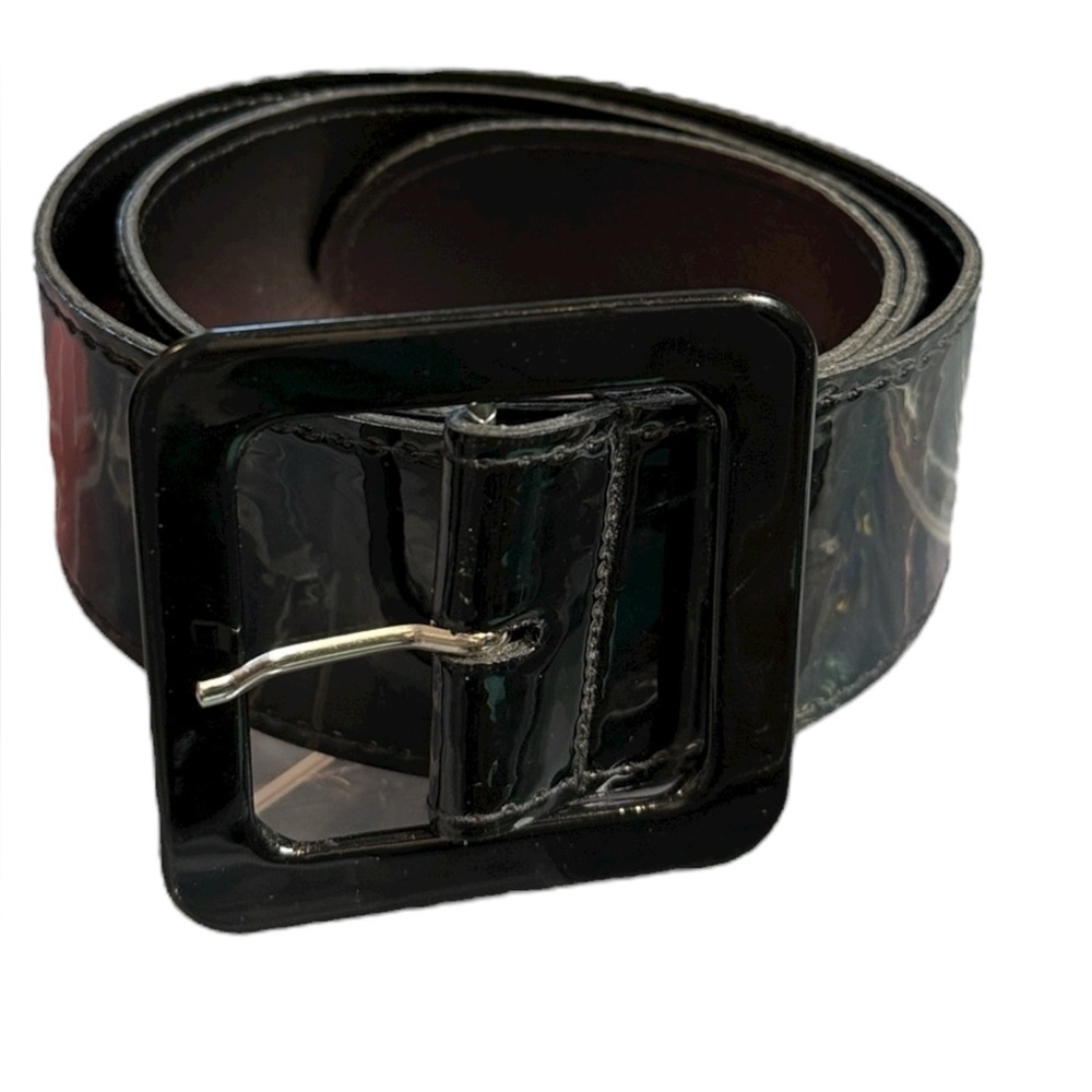 Accessories By Pearl Unisex Black Shiny Belt - Medium & Sz Small - Picture 2 of 6